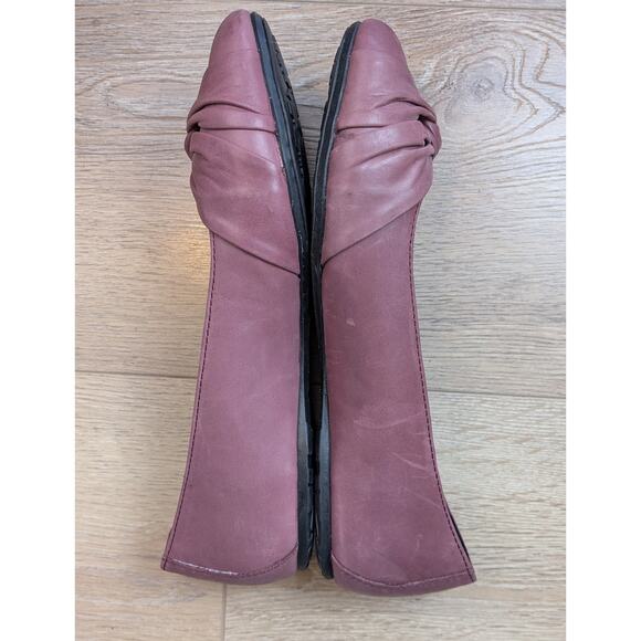New Born Leather Ballet Flats 9.5 Mauve Pink Slip On Knotted Toe Coquette Padded - Picture 3 of 10